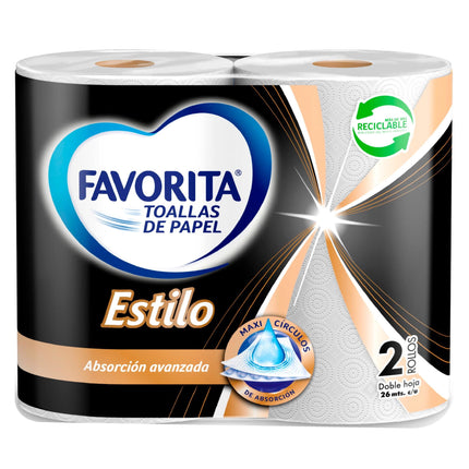 Toalla de Papel Estilo Doble Hoja 24 m, 2 Un