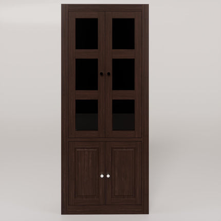Vitrina Berlin Chocolate Madera Vidrio 2 puertas