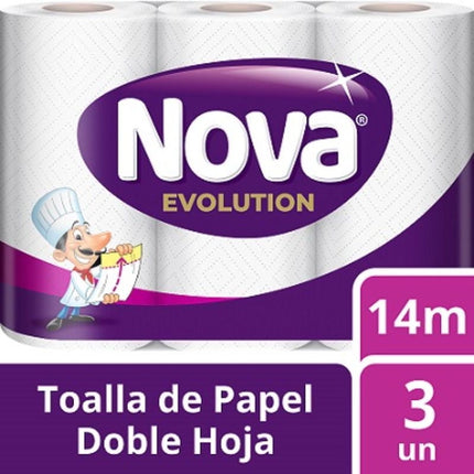 Toalla de Papel Evolution Doble Hoja 14 m, 3 Un