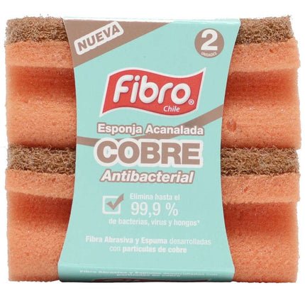 Esponja de Cobre Antibacterial Acanalada Display, 2 Un