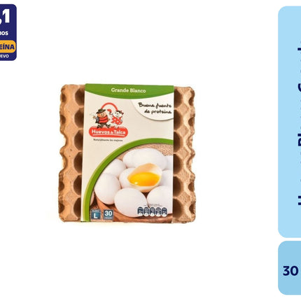 Huevos Tradicionales Grande Blanco, 30 Un - Huevos De Talca | Apishop