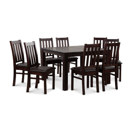Comedor Ñuble Cuadrado 120X120 Cm Con 8 Sillas Chocolate-Negro