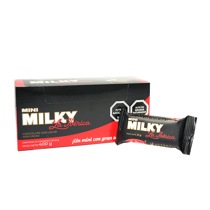 Pack X20 Chocolate en barra Mini Milky con 40% cacao 20g La Ibérica