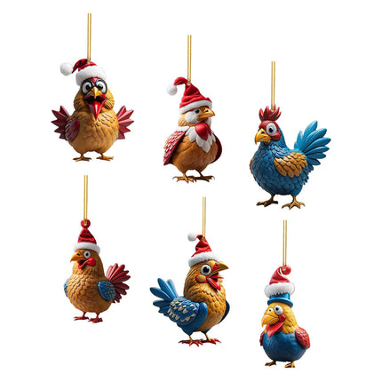 Adornos Navideños De Pollo, Colgantes Navideños Para Decoración De Fiestas En Interiores, Estilo C