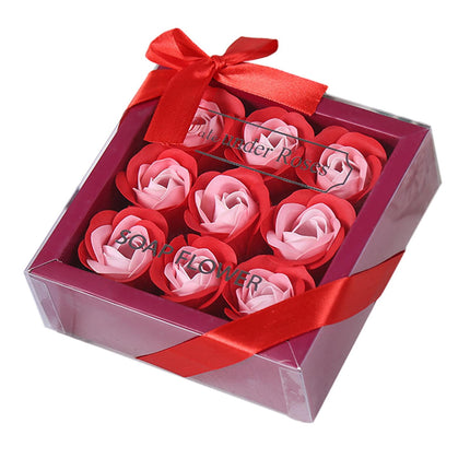 Jabón De Rosas Artificiales Con Flores En Caja De Regalo, Adorno Para El Día De La Mujer, Color Rojo Elegante