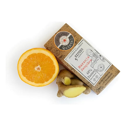 Quintal - Chocolate Bitter 60% Cacao Naranja Y Jengibre - Barra 250g