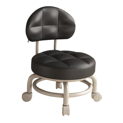 Taburete Con Ruedas Redondo Bajo Limpieza Con Respaldo Para Salón Peluquería Cocina Negro