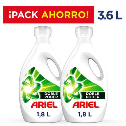 Pack 2 Detergentes Concentrado Líquido Doble Poder  1,8 L c/u Botella, 3.6 L