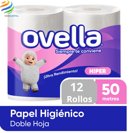Papel Higienico Ovella 50 Metros Paquete de 12 Unidades
