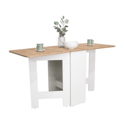 Mesa Plegable para Cocina Blanco y Café Claro Práctica y Compacta