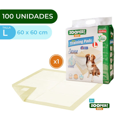 100 Pañales Sabanillas Mascotas Perros 60x60cm Zooper Dog
