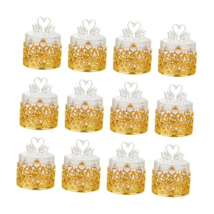12 Cajas De Almacenamiento De Dulces Para Centro De Mesa, San Valentín, Cumpleaños, Dorado Y Cisne