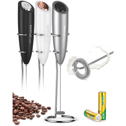 Espumador de leche eléctrico portátil SimpleTaste con batidor de acero inoxidable