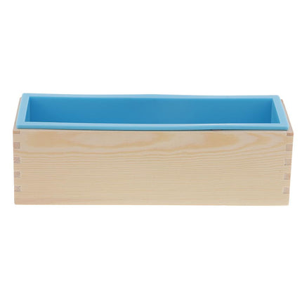 Molde De Pan De Jabón De Silicona Rectangular Con Caja De Madera Azul Molde Azul