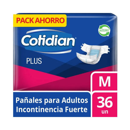 Pañal de Adulto Cotidian Plus Incontinencia Fuerte 36 un M