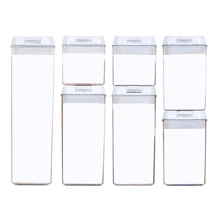 7x Juego Hermético De Almacenamiento De Alimentos Sin BPA Con Tapas Para Hornear Harina Blanco