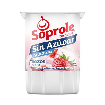 Yoghurt Batido sin Azúcar con Trozos Sabor Frutilla Pote, 155 g | Apishop