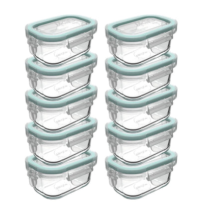 Set 10 Contenedor Hermetico Allegra Vidrio 150mL Rectangular