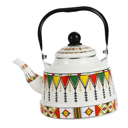 Tetera De Té Esmaltada Vintage, Vajilla De 2,5 L, Olla De Agua Caliente Con Mango De Acero, Mango Negro