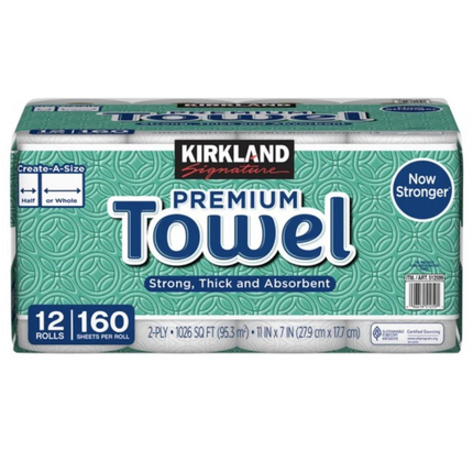 Toalla Papel 160 Hojas Kirkland 12 un | Apishop.cl