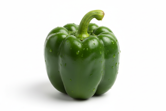 imagen hiperrealista  pimentón verde en fondo blanco