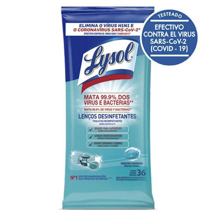 Lysol Toallas Desinfectantes Frescura Marina 36 unid | Apishop.cl