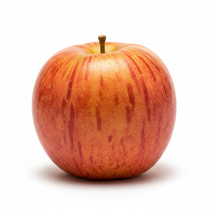 manzana fuji hiperrealista con fondo blanco estricto