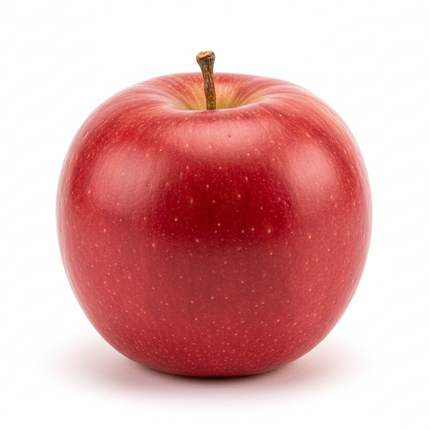 manzana roja hiperrealista con fondo blanco estricto