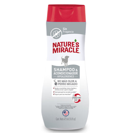 Natures Miracle Shampoo y acondicionador hipoalergénico sin aroma 473 ml | Apishop.cl