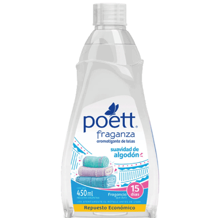 Poett Aromatizante de Telas Recarga Fraganza Suavidad de Algodón 450 cc | Apishop.cl