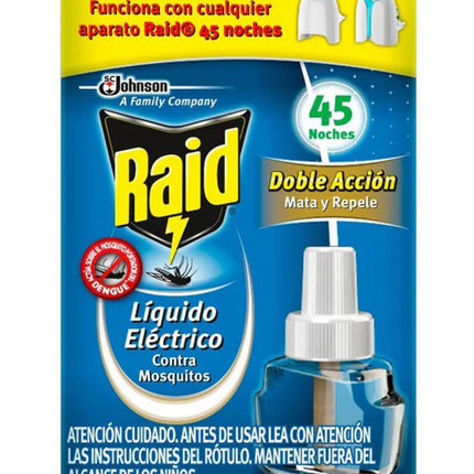Raid Repuesto Insecticida Liquido Electrico 45 noches Mosquitos y Zancudos 32,9 cc | Apishop.cl