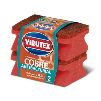 Virutex Esponja Acanalada Cobre Antibacterial 2 unid | Apishop.cl