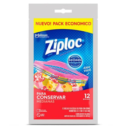 Ziploc Bolsa Hermetica Mediana para Conservar 12 unid | Apishop.cl
