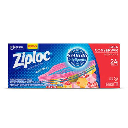 Ziploc Bolsa Hermetica Mediana para Conservar 24 unid | Apishop.cl